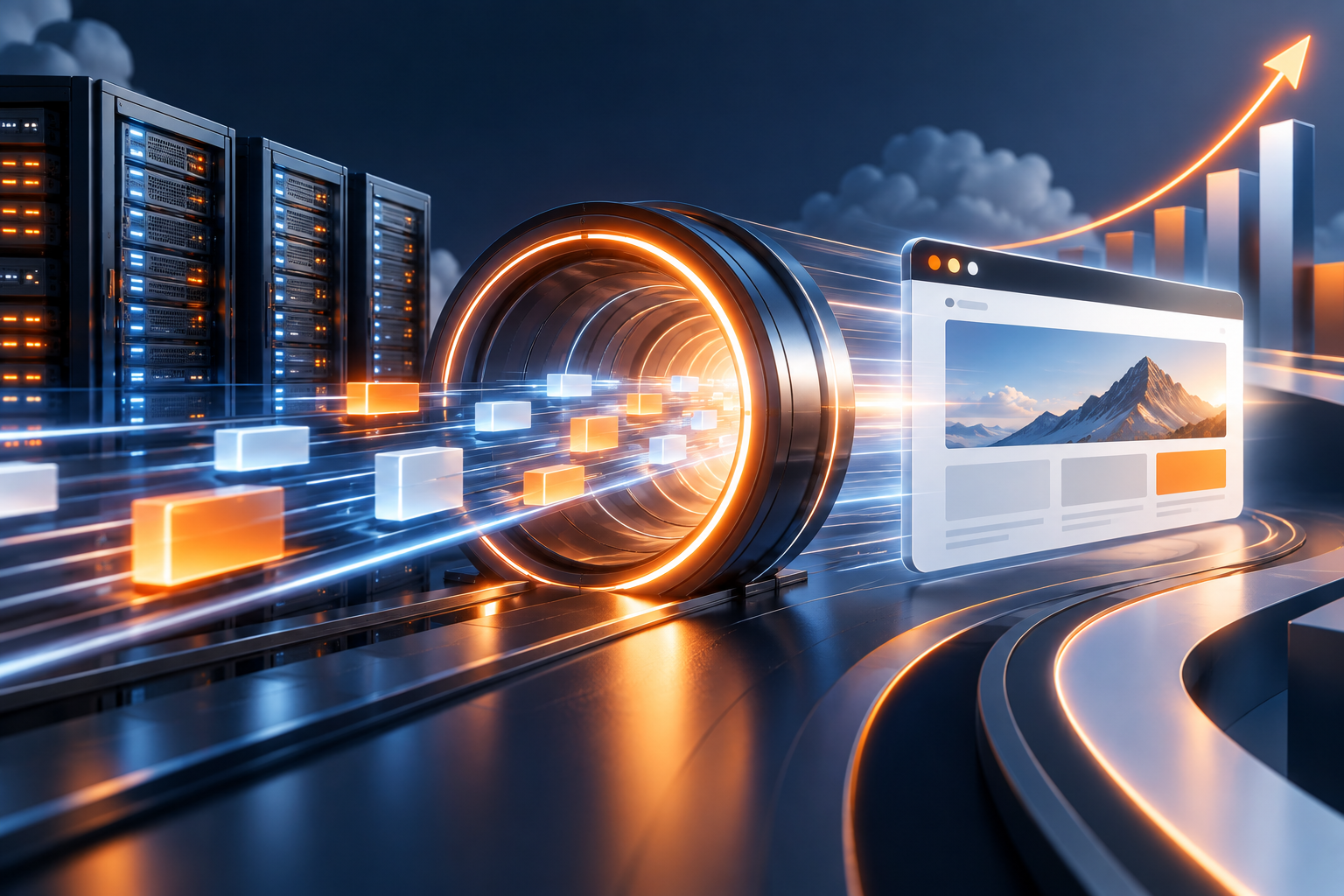 Fast website delivery and business growth illustration