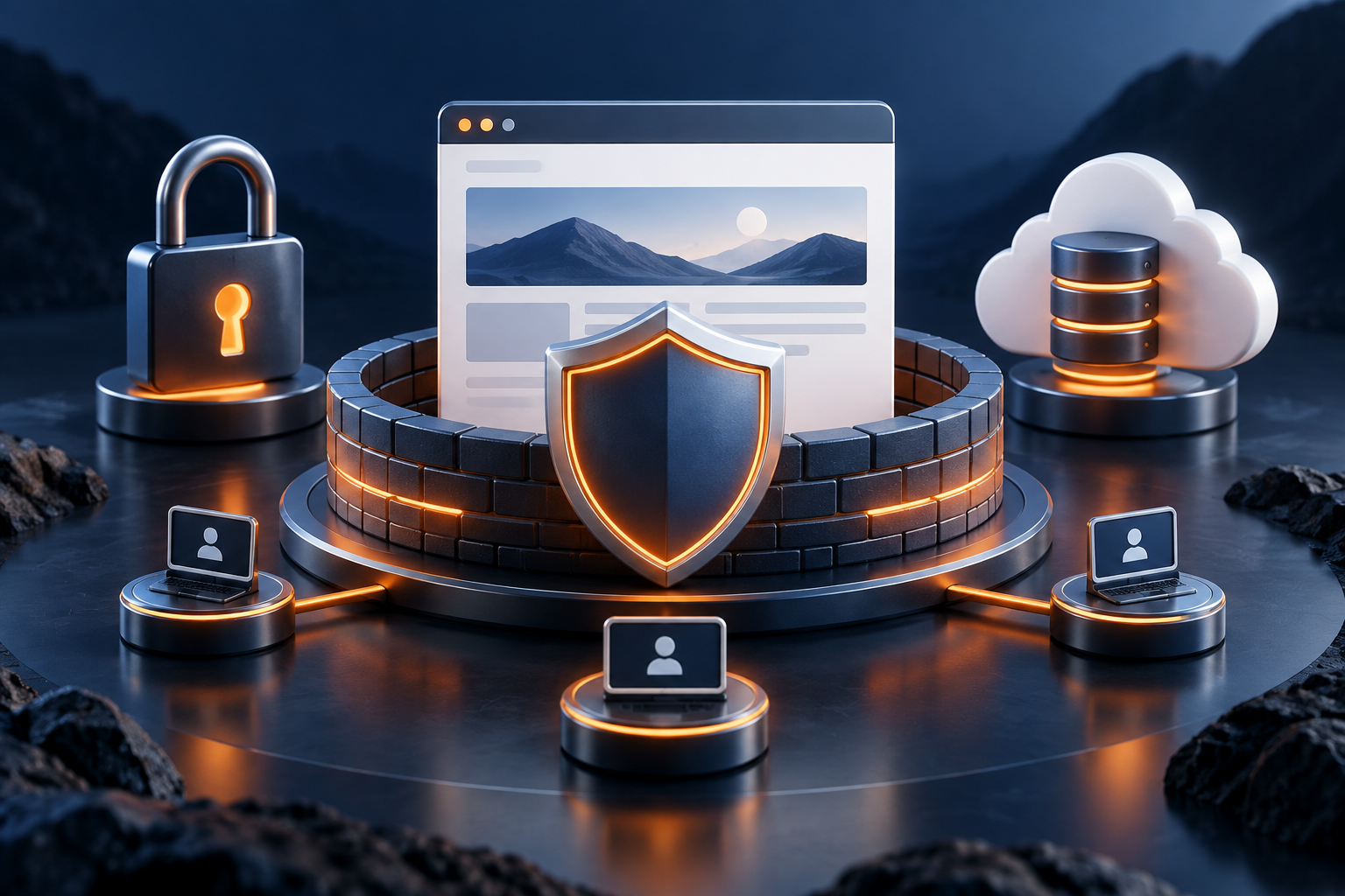 Layered website security protection illustration